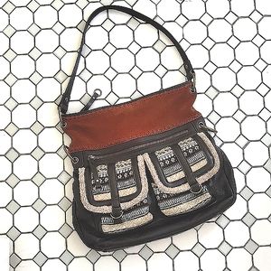 Leather Purse with Cozy Knit Pockets